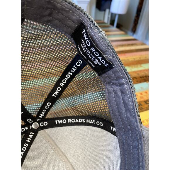 Two Roads Hat Co Snap Back Mesh Hat 5 Panel Hay Rock Cap Gray Adjustable Trucker - Picture 7 of 12